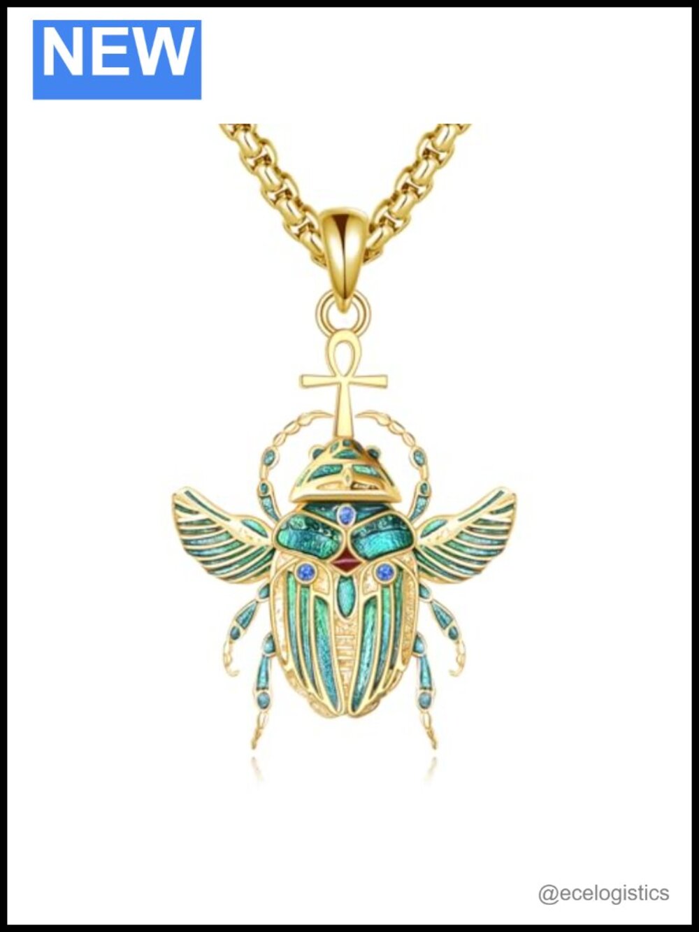 S925 Sterling Silver Scarab Beetle Necklace Egyptian Jewelry Gift